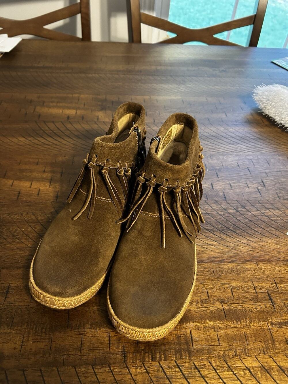 Ugg Australia Brown Tan Fringe Moccasin Shoes Booties Women 6M